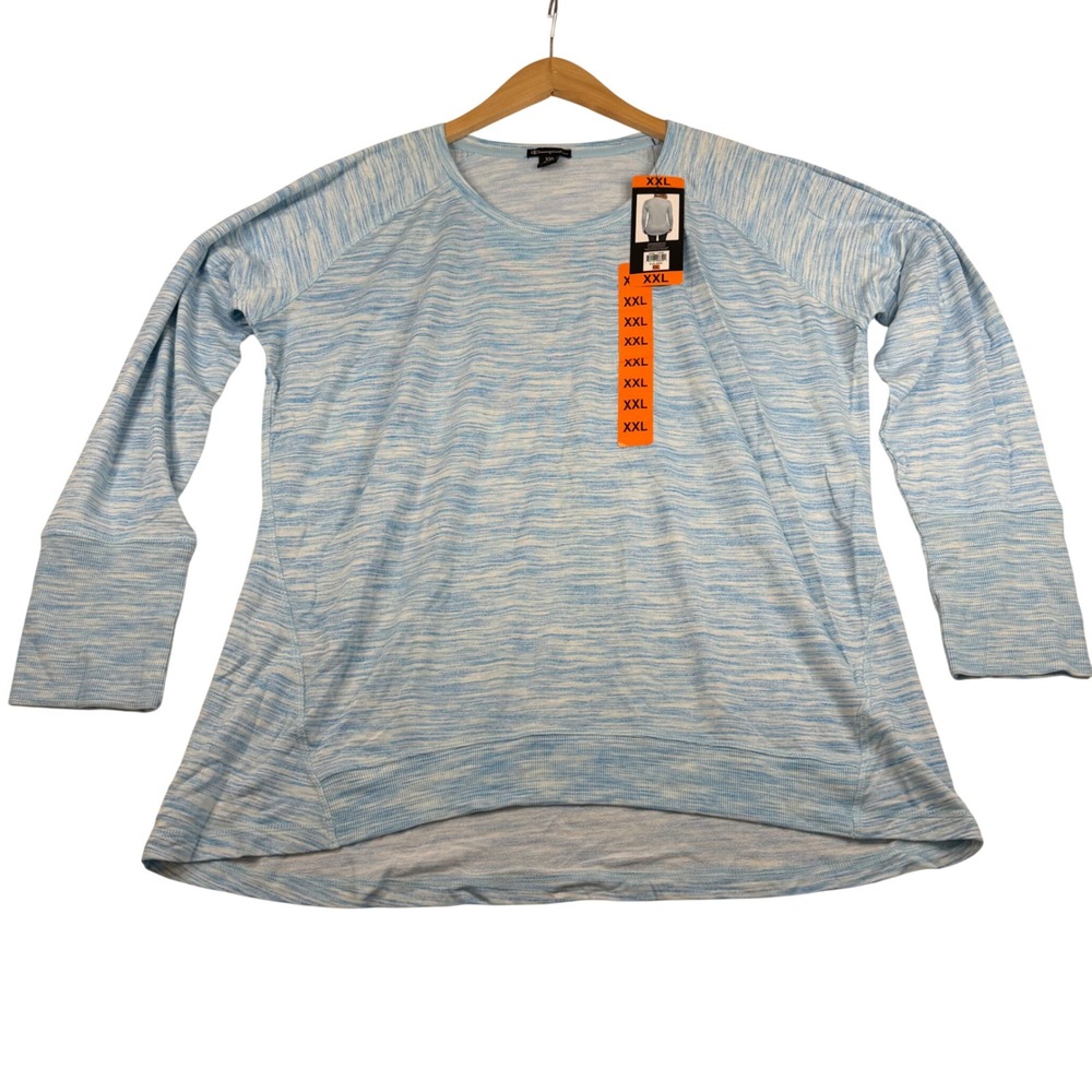 Champion Elite Womens Blue Space Dye Raglan Long Sleeve Active Top XXL NWT